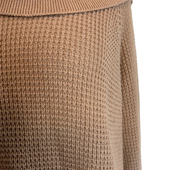 MICHAEL by Michael Kors Tan Neutral Knit Fold Over Cowl Neck Oversized Sweater L - Picture 3 of 8